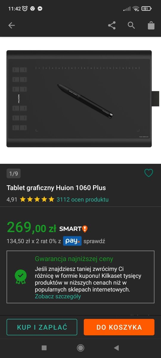 Jak nowy! Tablet graficzny HUION NEW 1060 PLUS.