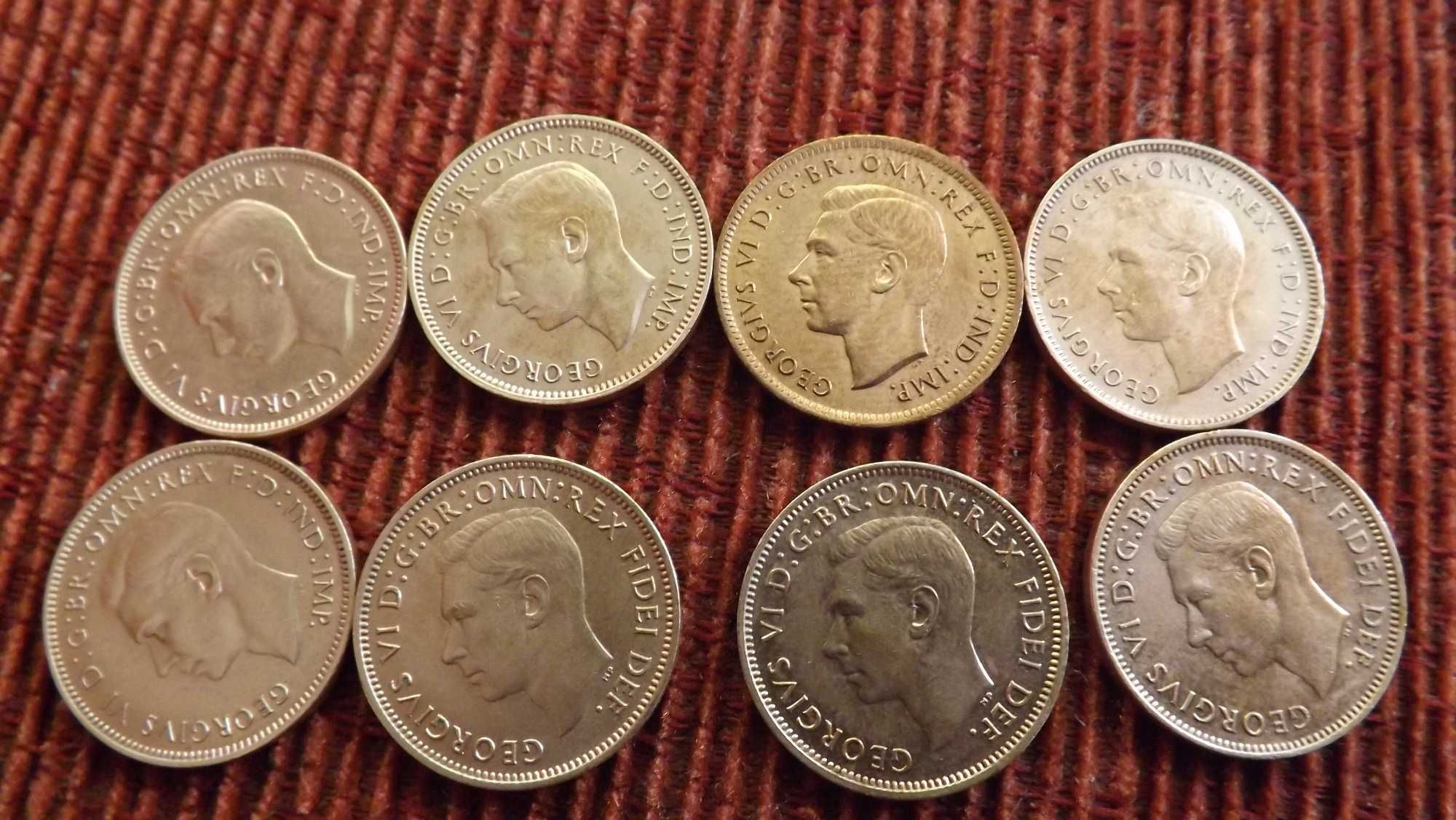 Монети Великобританії 1 фартінг, Half penny,1penny,2pence,3pence.