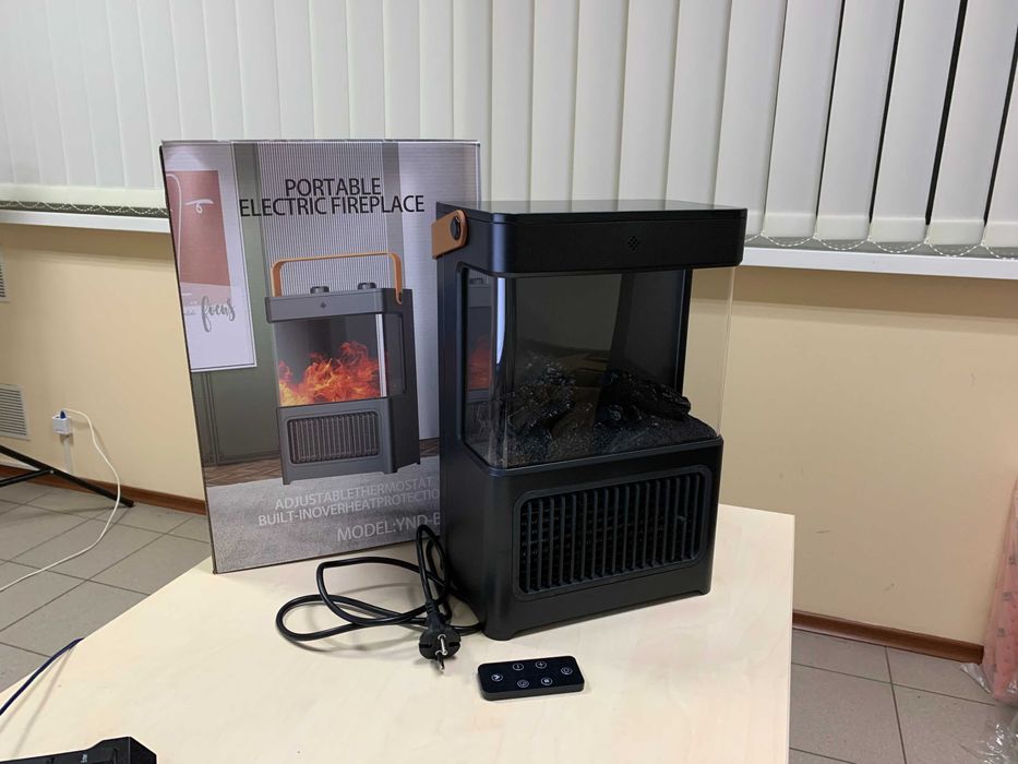 Тепловентилятор керамічний Lesko YNDBL-02 Flame імітація каміна сенсор