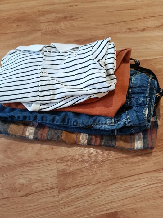 Spodnie na szelkach KappAhl 68, koszula body hm 68
