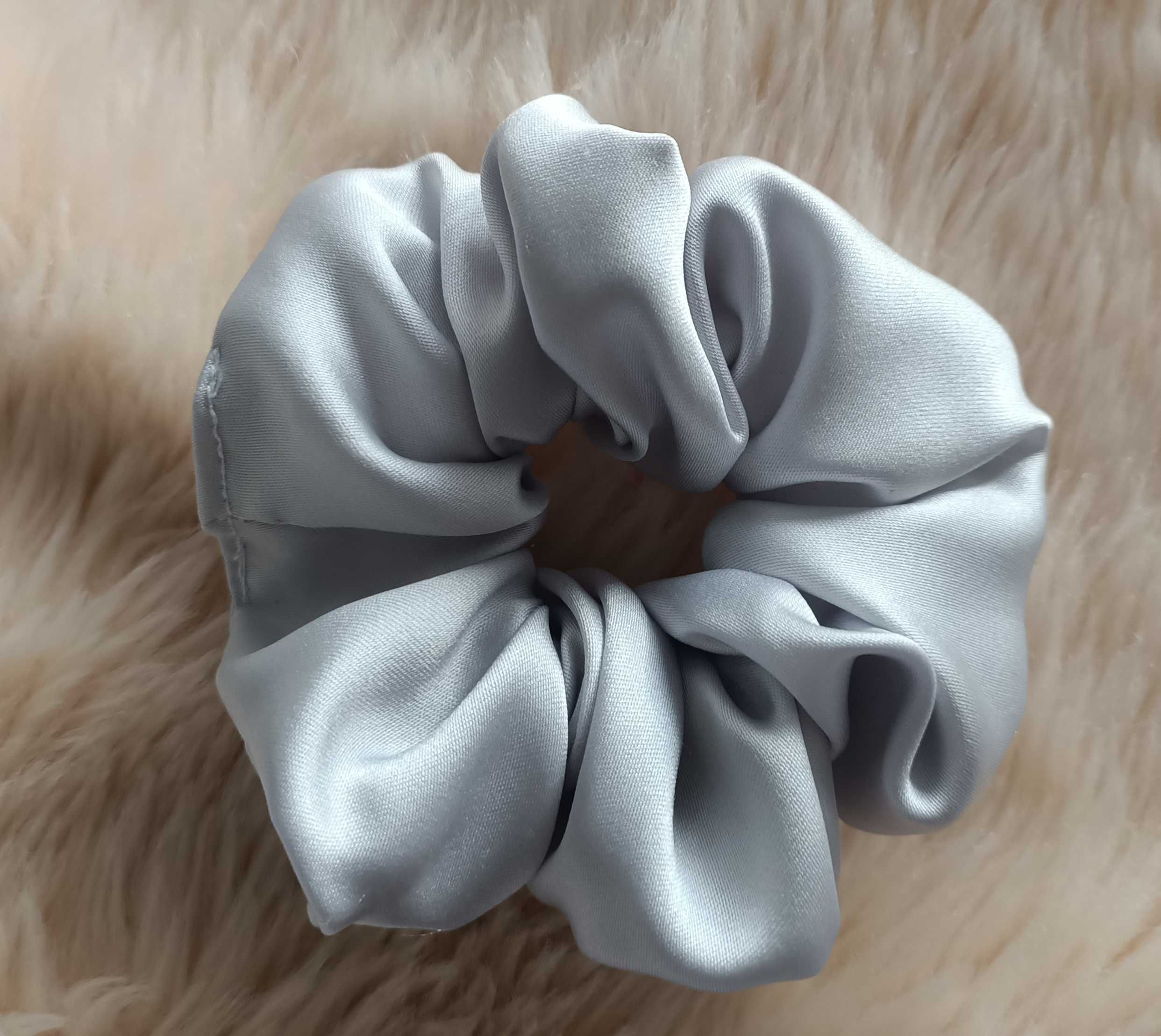 Eko Gumka Zawijka Scrunchie Srebrna Handmade