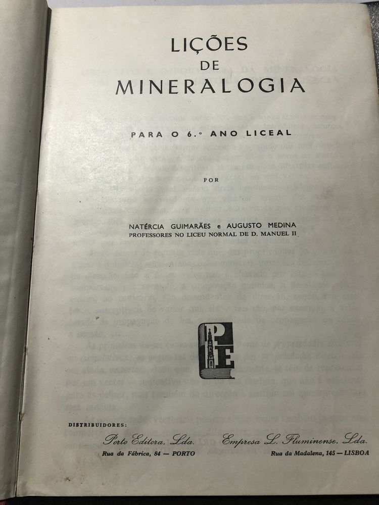 Livro antigo Lições de Mineralogia