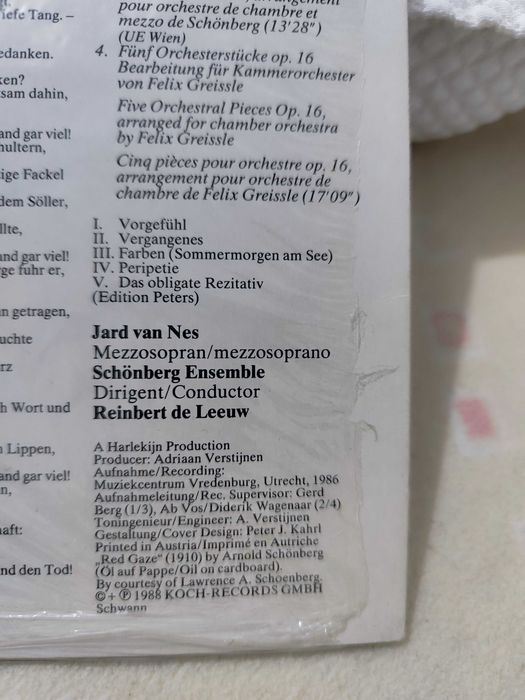 Arnold Schönberg, Jard van Nes, Reinbert de Leeuw,disco de vinil novo