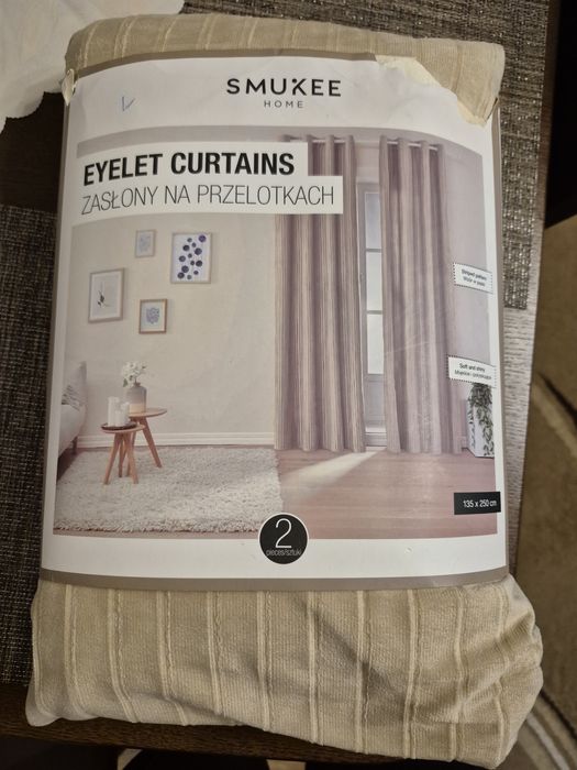 Zasłony jasny beż na przelotkach 135x250