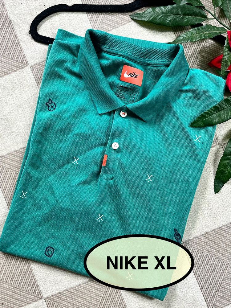 Nike koszulka polo zielona z logo XL bawełniana luksusowa cotton