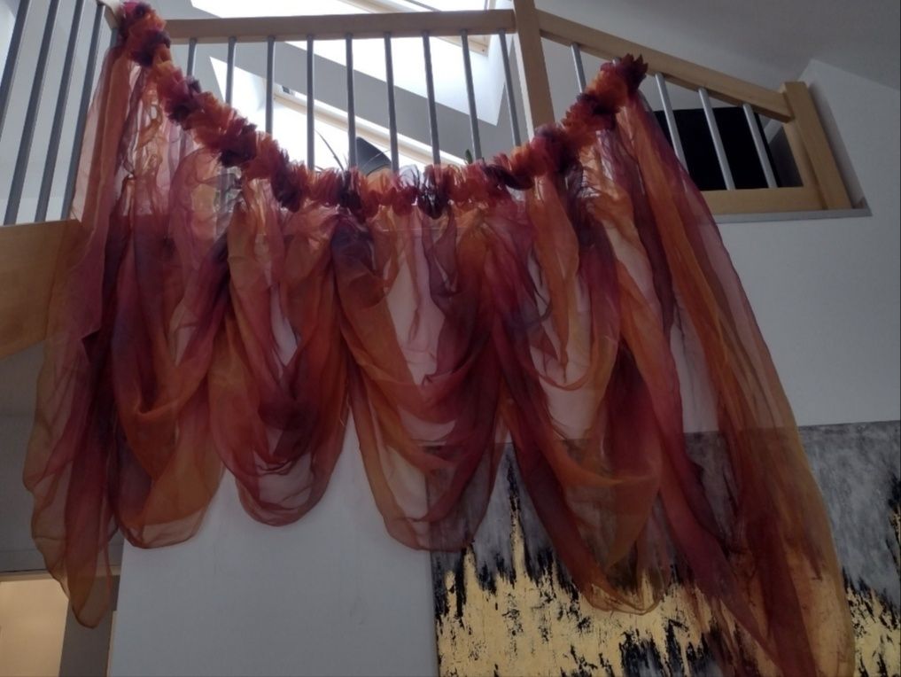 Wielokolorowa drapowana firanka hand made - jedyna w swoim rodzaju