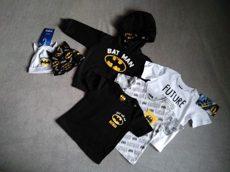 Nowy komplet Batman Cool Club bluza r 74, 3x koszulka r 68 i czapeczki