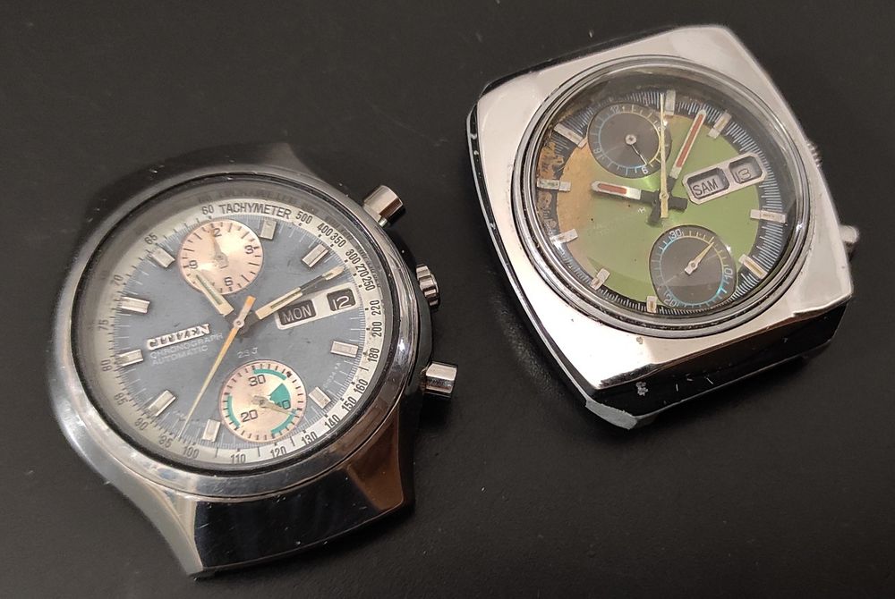 2 Cronógrafos Citizen automáticos completos para revisão,
