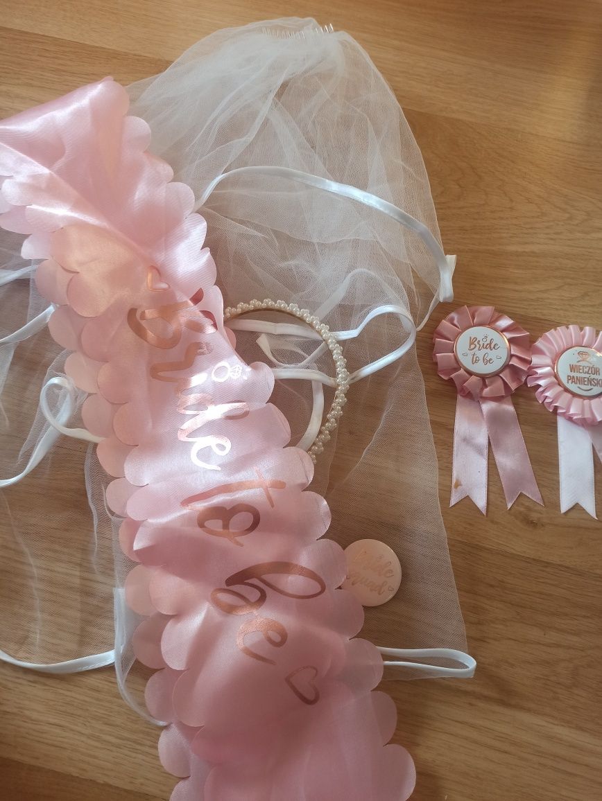 Wieczór panieński szarfa Bride to be ozdoby akcesoria welon
