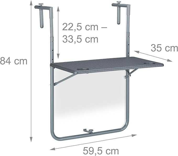Relaxdays Składany stół balkonowy
