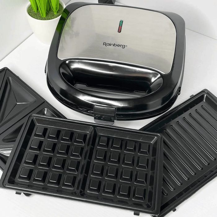 Гриль вафельниця бутербродниця горішниця мультипекар 4в1 Rainberg 5408