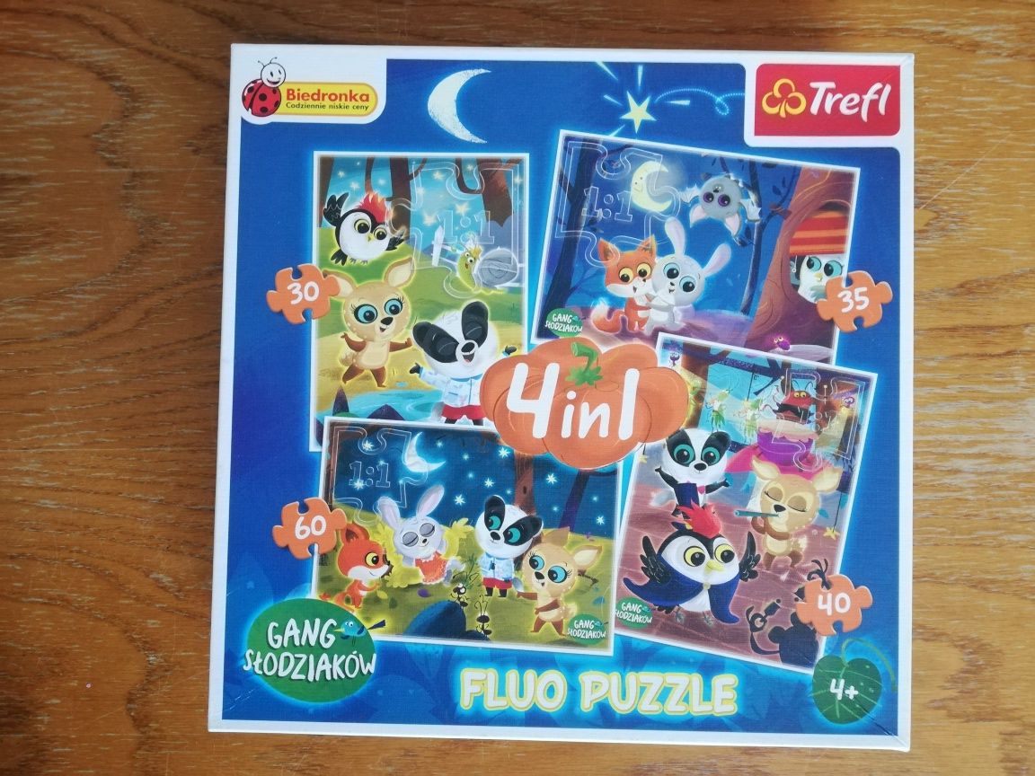 Fluo Puzzle Gang Słodziaków 4 w 1 -> wiek 4+