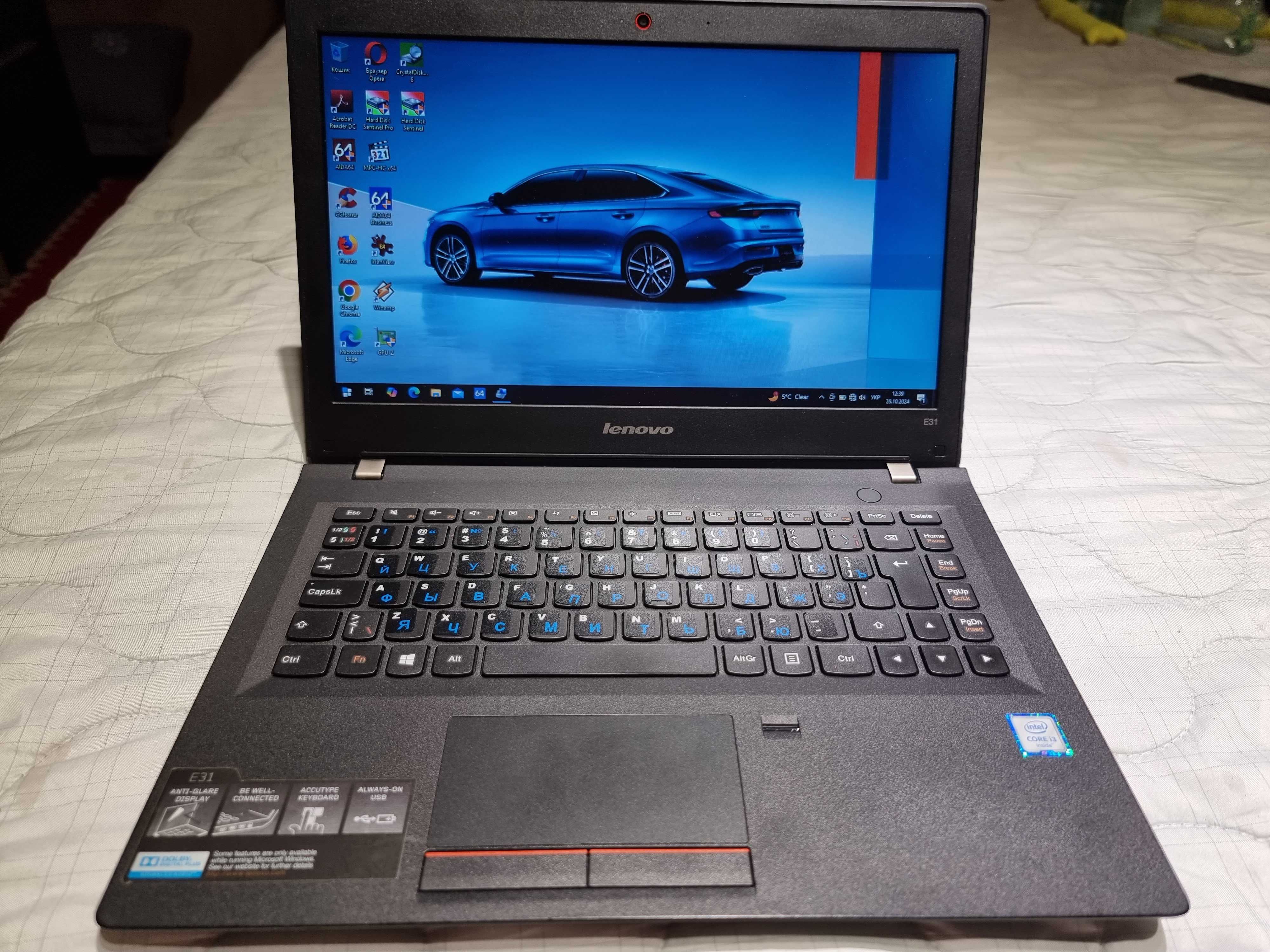 Ноутбук Lenovo E31 14''/core i3-6006U/8Gb RAM/128gb SSD/АКБ 5-6 годин
