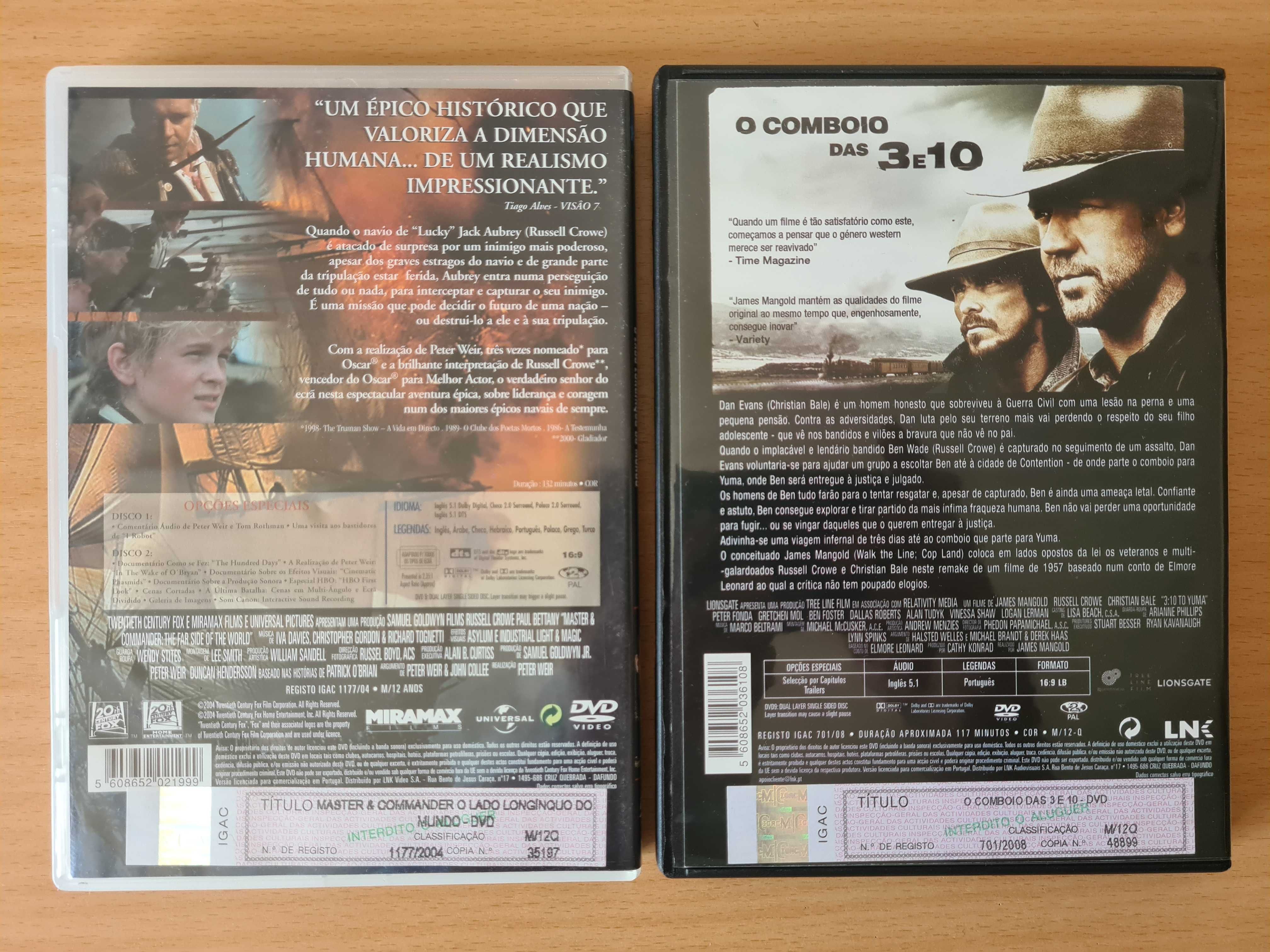 2 filmes com Russell Crowe: Master and Commander e O Comboio das 3 e10