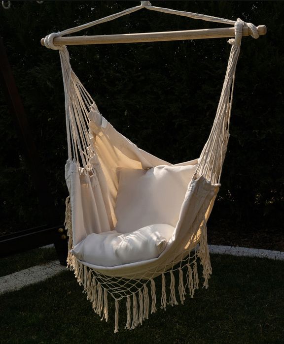 Krzesło Brazylijskie Fotel Wiszący Huśtawka Hamak Ogrodowy Kokon XXL