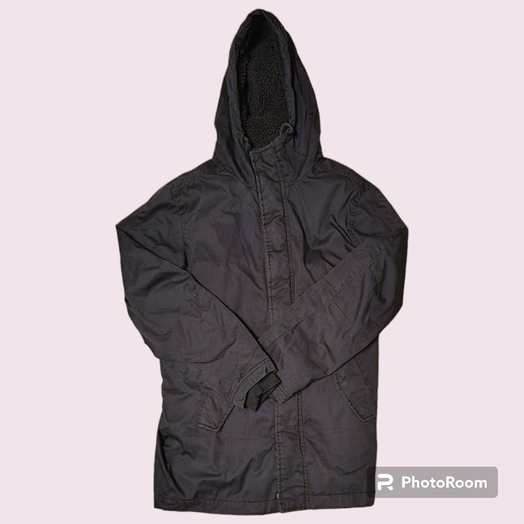 H&M czarna kurtka parka zimowa ciepła wodoodporna