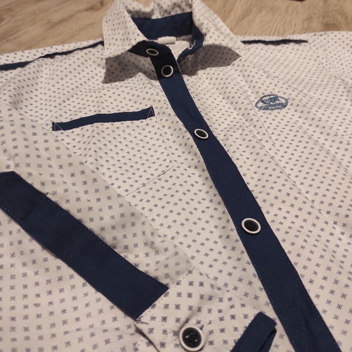 Koszula biała 116 spodnie, Elegancki komplet