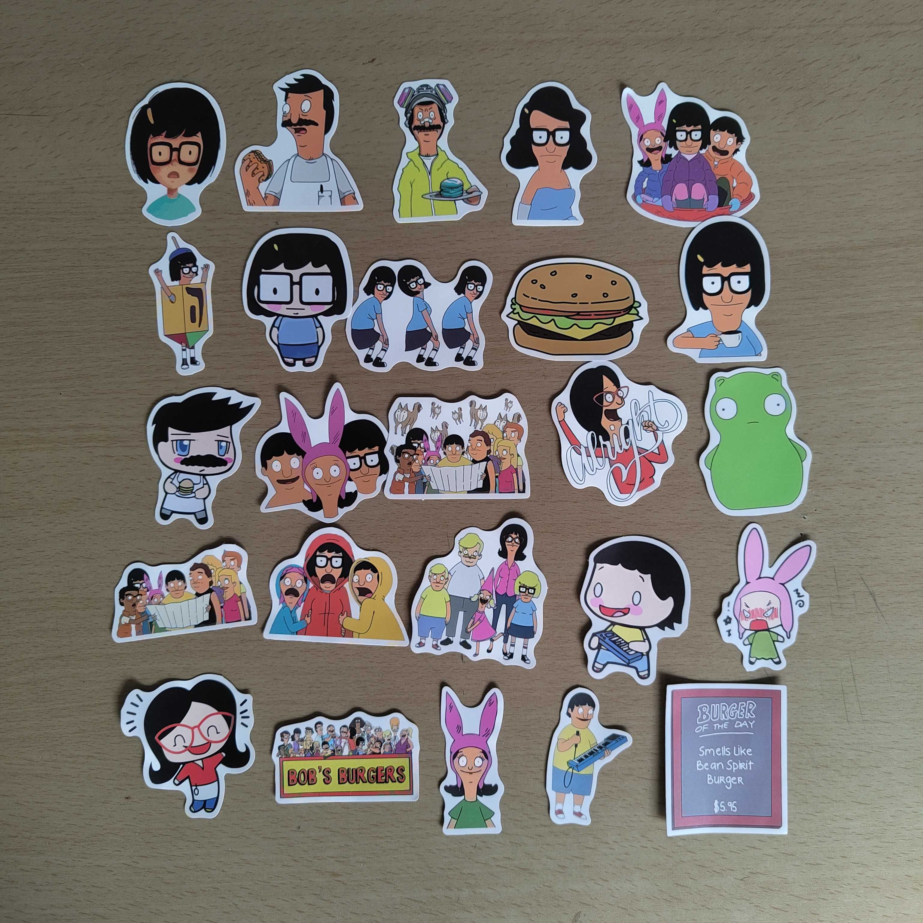 50 Autocolantes Stickers Bob's Burguers
