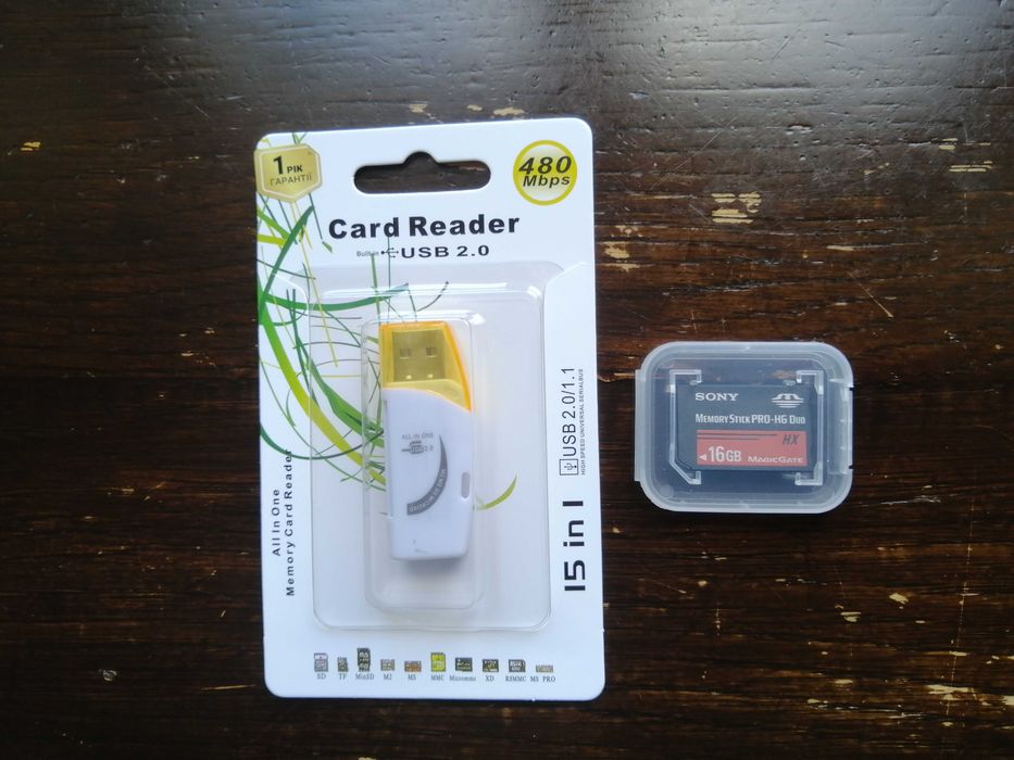Sony Memory Stick PRODuo 16 8Гб 512Mb до PSP фото відео + картрідерUSB