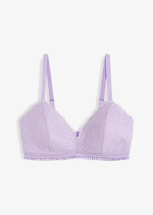 B.P.C biustonosz usztywniany bez fiszbin koronkowy fioletowy r.90B
