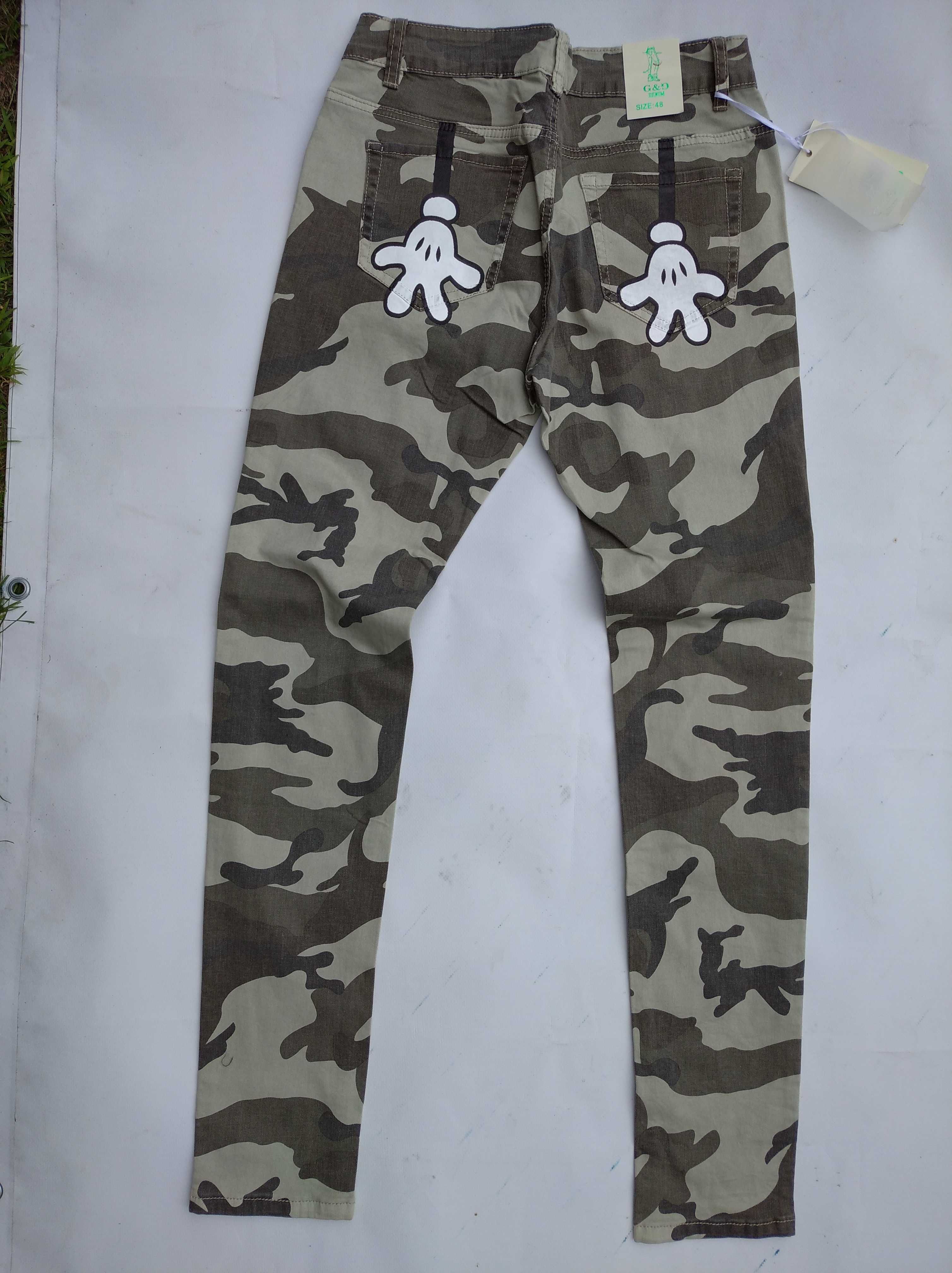 Spodnie damskie moro z przetarciami 48 (XL)