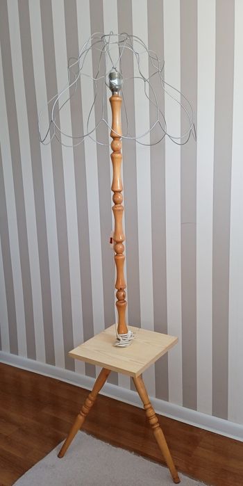 Lampa stojąca drewniana retro vintage