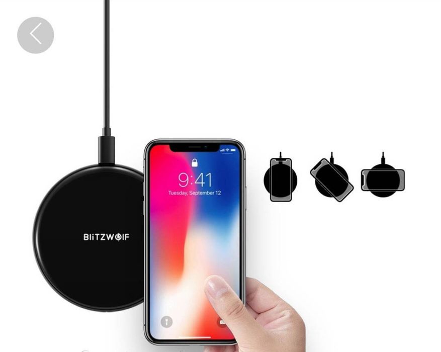 Бездротова зарядка Blitzwolf BW FWC3 для телефону samsung s7,s8,s9,s10