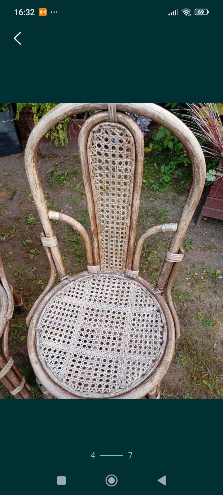 2 śliczne oryginalne krzesła rattan, bambus w stylu Boho