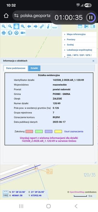 Dzialka w m. ZALESIE