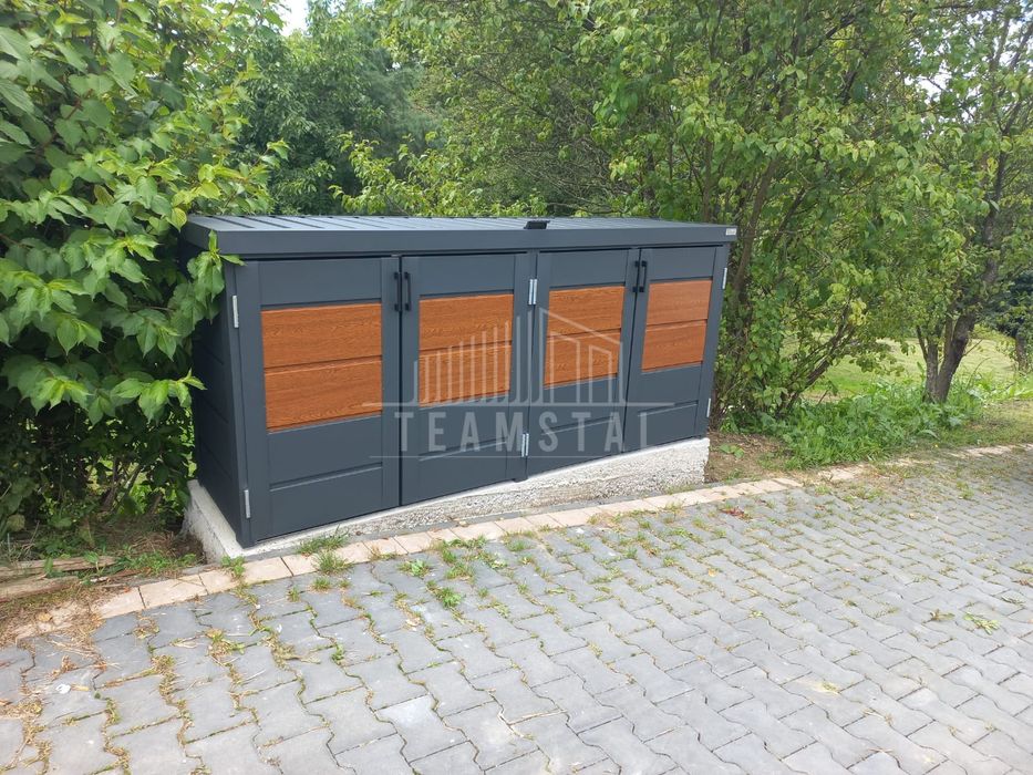 Zabudowa koszy na śmieci obudowa kubłów 235x65x110 cm 4x120L  TS601