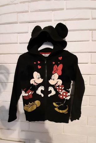 Czarna bluza rozpinana H&M myszka Miki Disney 122/128 cm