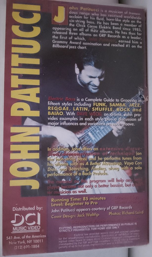 Gitara Basowa Kaseta VHS JOHN PATITUCCI Electric Bass