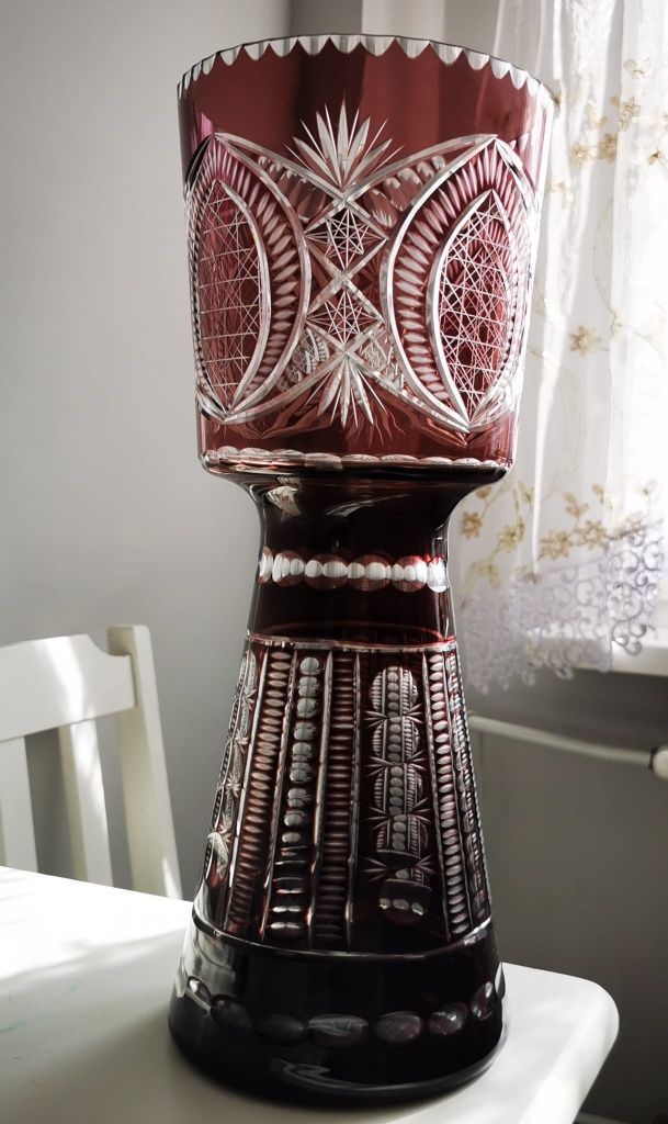 Piękny, ogromny, wazon kryształowy PRL.