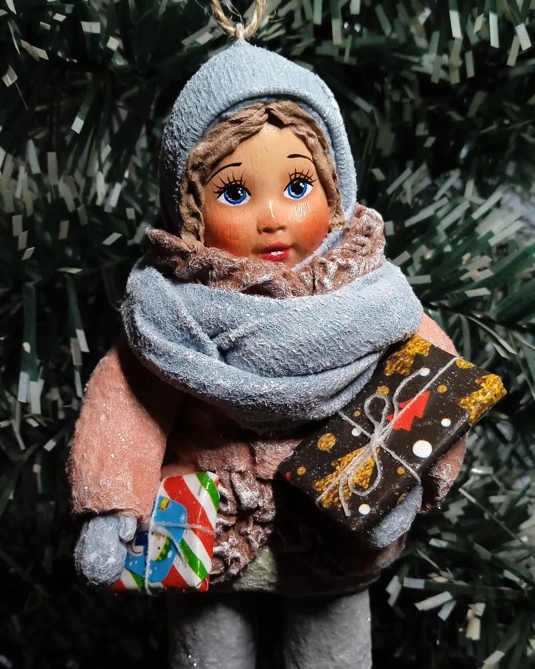 Ватная игрушка на ёлку девочка мальчик детки из ваты поделка зимняя ск