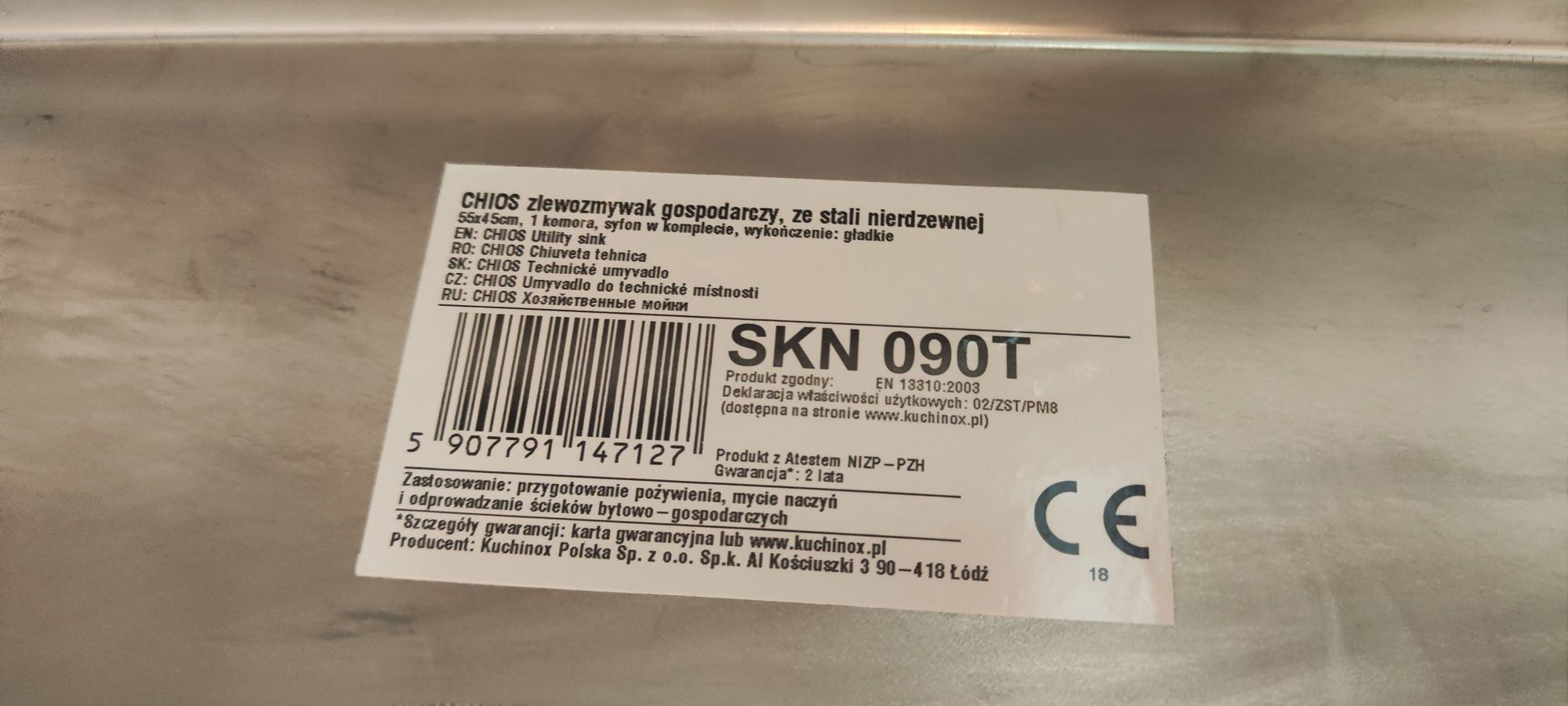 NOWY Zlewozmywak gospodarczy ze stali nierdzewnej