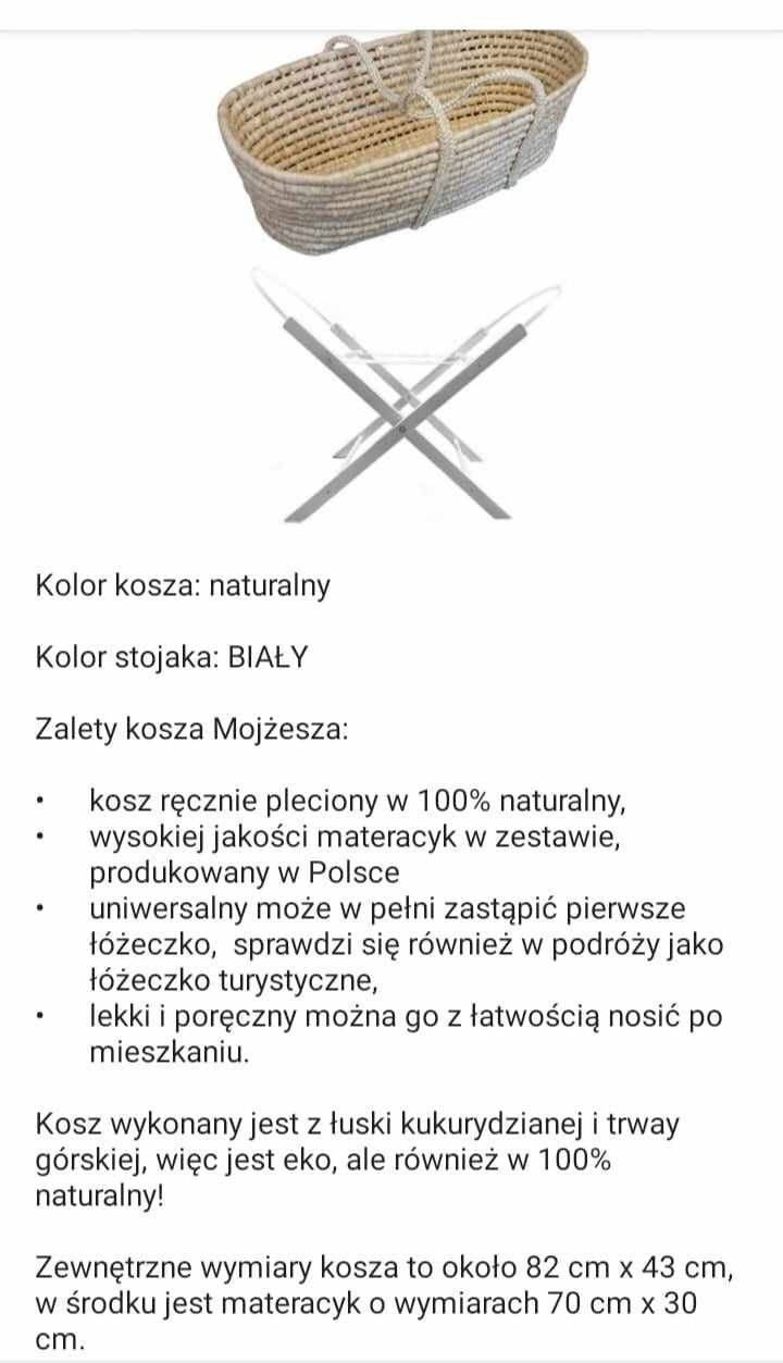 Kosz Mojżesza ze stelażem i materacem