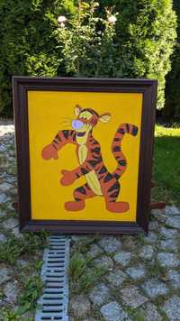 Obraz 79x80 cm Tygrysek duży malowany farbami w ramie