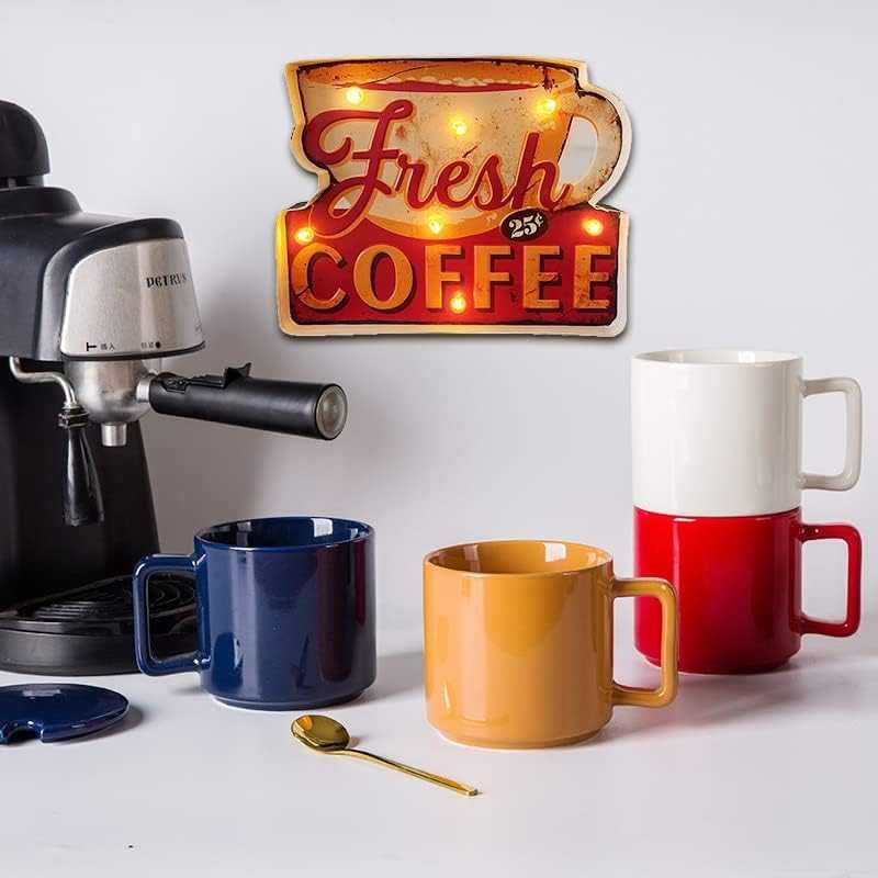Szyld metalowy Coffee, znak retro z podświetleniem - kawa, 3D