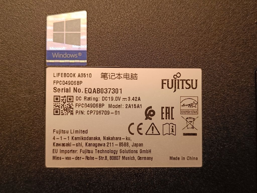 Ноутбук 15.6" Fujitsu LifeBook A3510 Intel Core i3-1005G1 RAM 8GB SSD