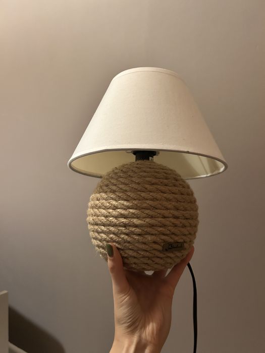 Lampka nocna lampa boho sznurek biała