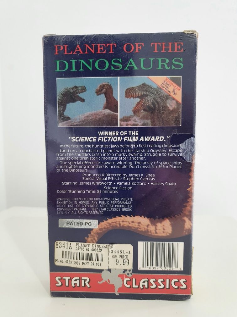 Film video vhs Planeta dinozaurów 1977 r. FOLIA UNIKAT NOWY