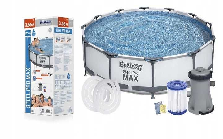 Basen Ogrodowy Stelażowy BESTWAY 366x76 cm PRO MAX Pompa Filtr 9w1