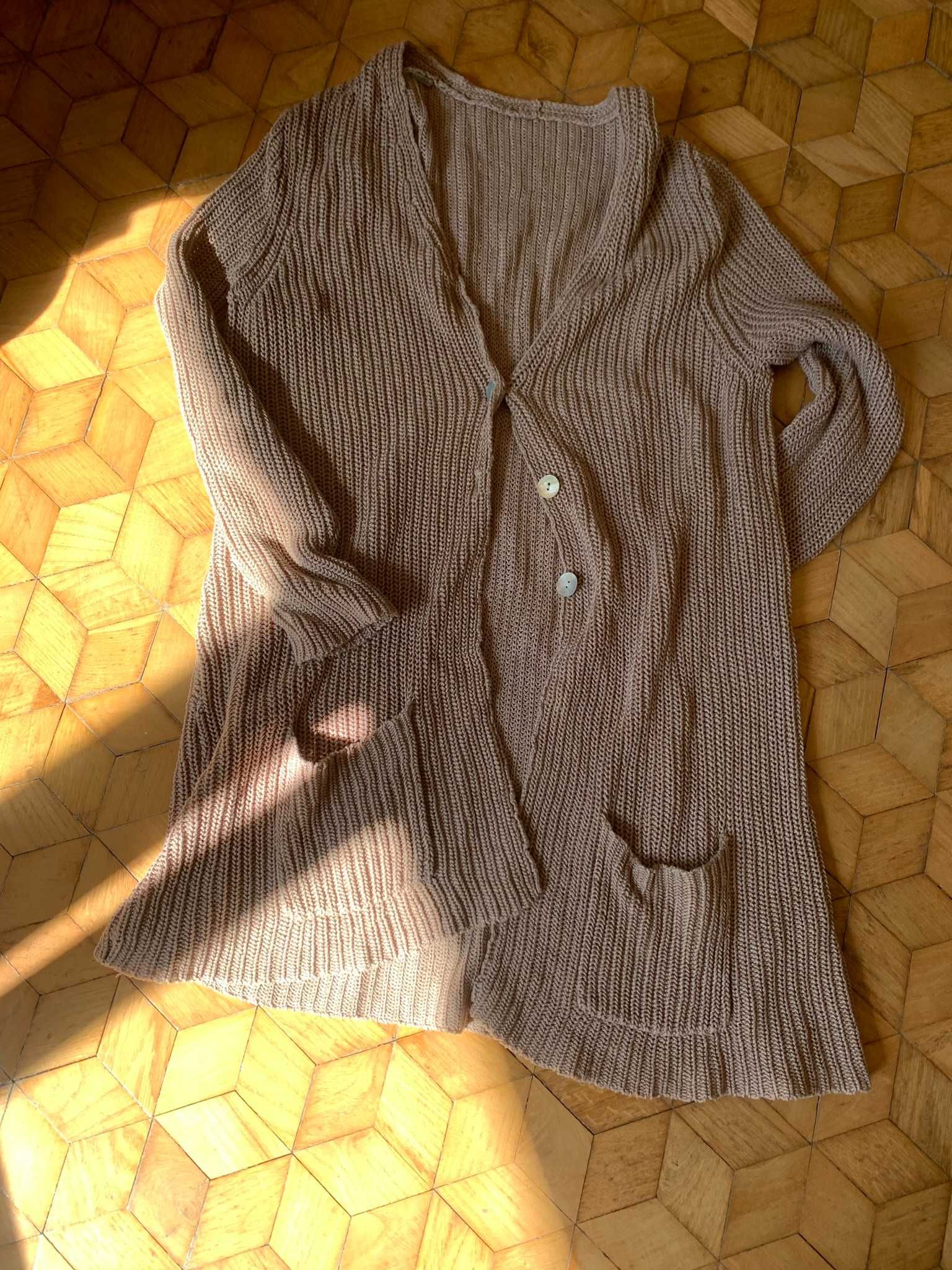 Sweter oversize, ciepły fajny xl/xxl zapinany  beżowy