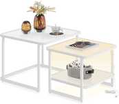 Zestaw dwóch stolików kawowych LED Songmics 60 x 60 x 45cm biały