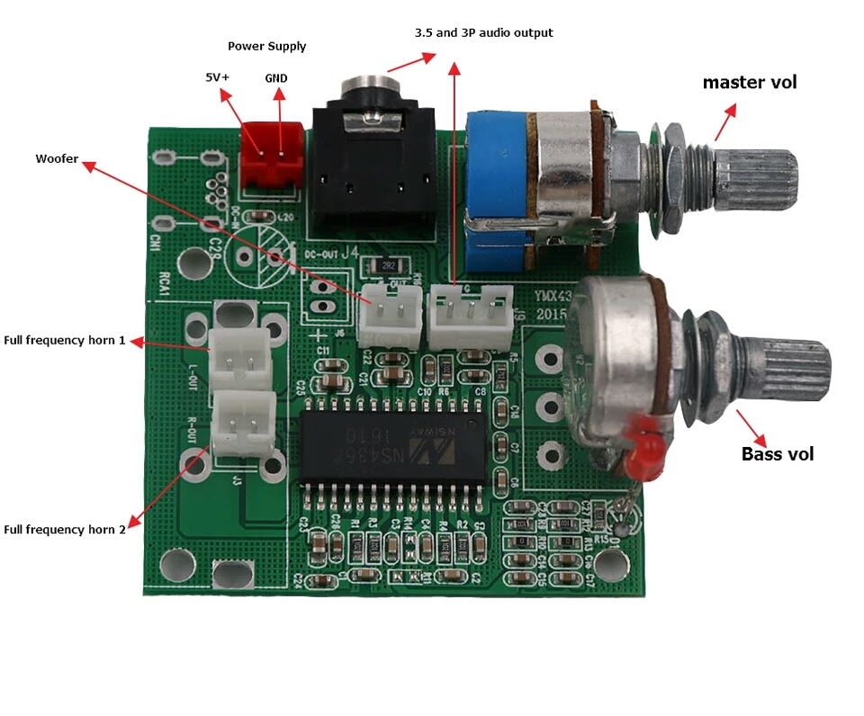 Усилитель мощности 2.1 стерео+ сабвуфер. DC5V.Arduino. чип CS8575s