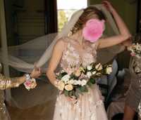 Suknia ślubna tak bajkowa jak P. Kujawy, balowa,  szampan, ecru