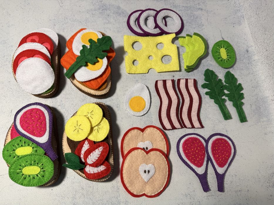 Сендвіч з фетру,Хот дог з фетру,Фетрові овочі і фрукти