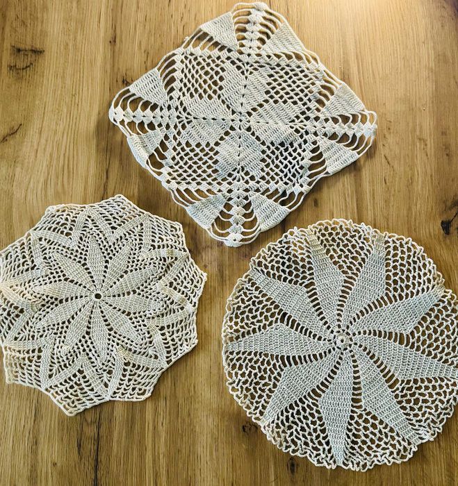 Serwetki z Koronki/ Zestaw 3 Ręcznie Robionych (Hand Made) serwetek