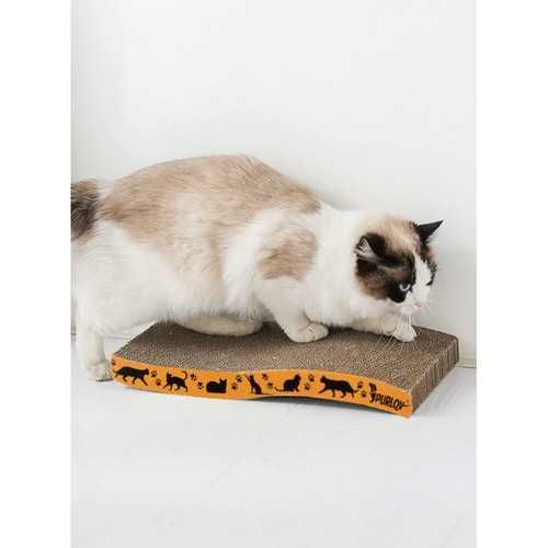 Drapak kartonowy dla kota poziomy z kocimiętką z kartonu