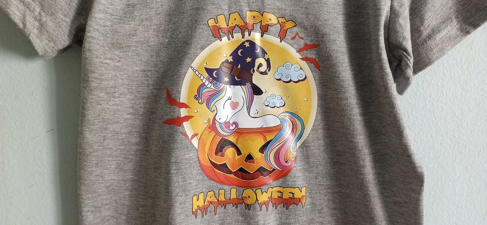T-shirt de Halloween com unicórnio para criança